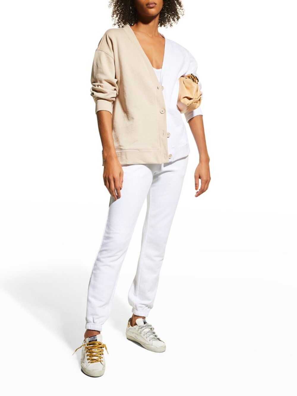 Terez Womens Colorblock Cotton V-Neck Cardigan